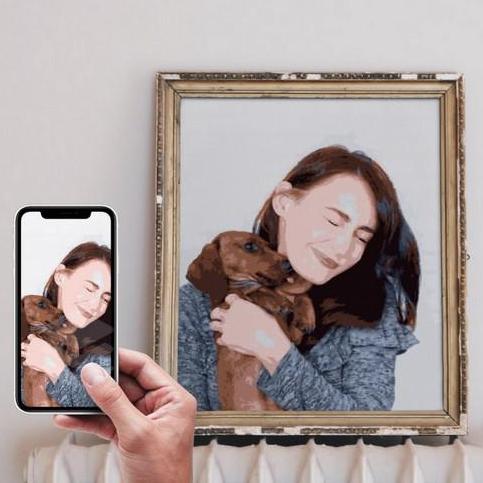 Girl and dog portait to custom paint by numbers